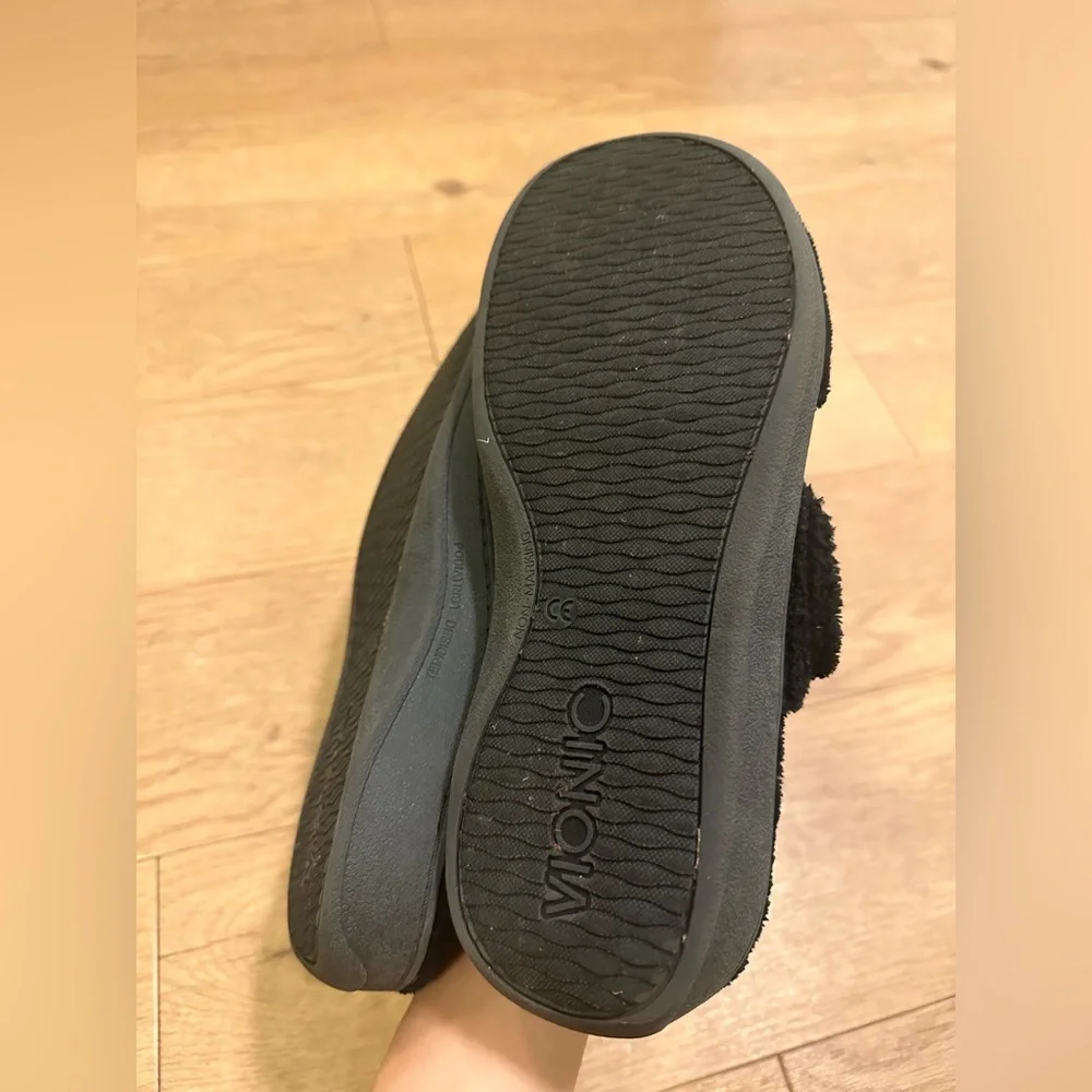 Vionic Gemma Slipper Mule Black Fleece faux  Fur black womens , size 10 - Picture 10 of 10